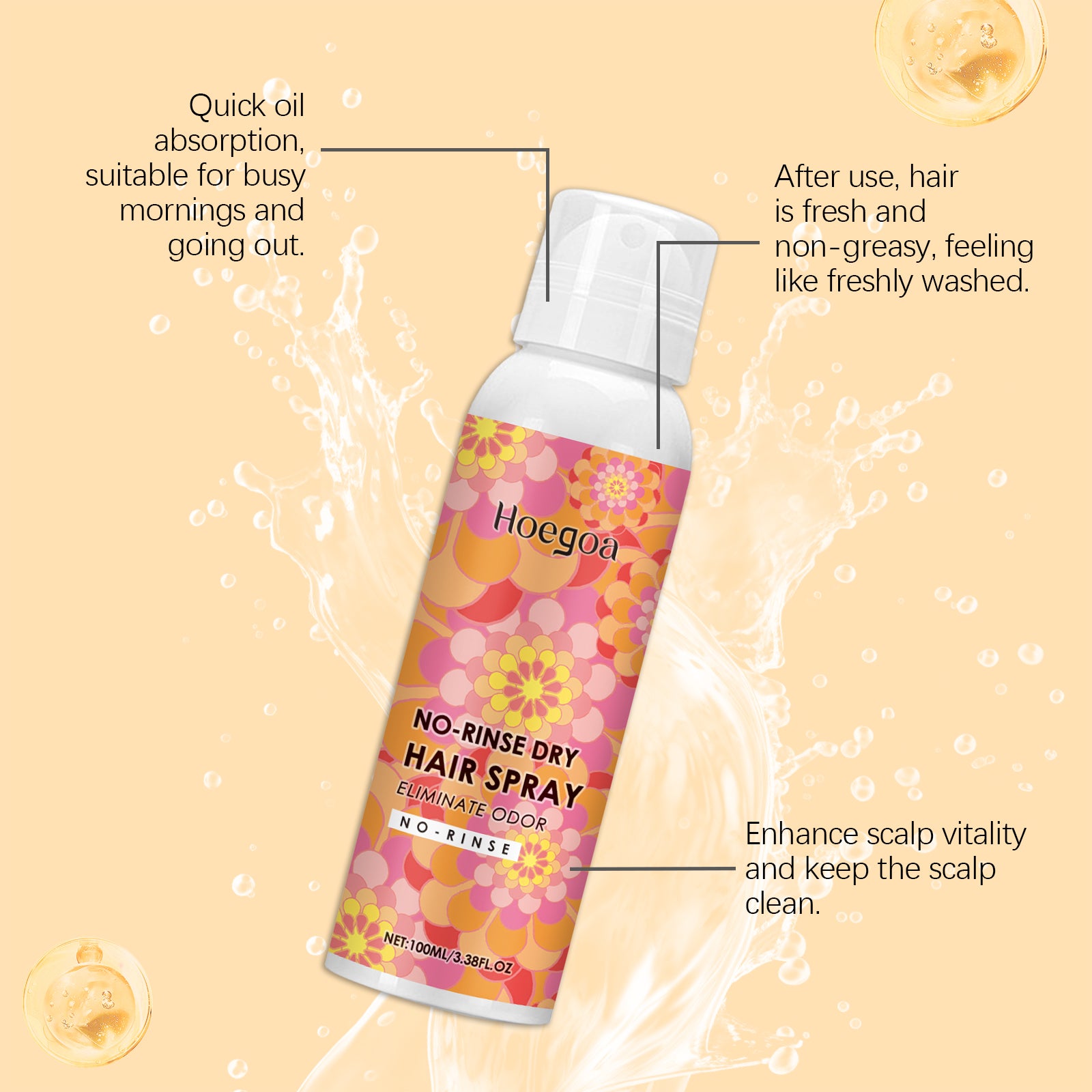 Leave-In Rosemary Mint Dry Hair Shampoo, Light Fresh And Non-Sticky Hair Volumizing Quick-Drying Spray