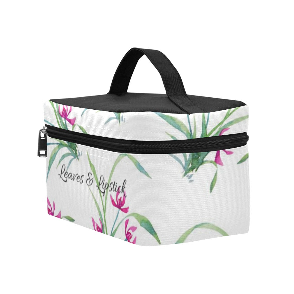 Leaves & Lipstick Large Cosmetic Bag