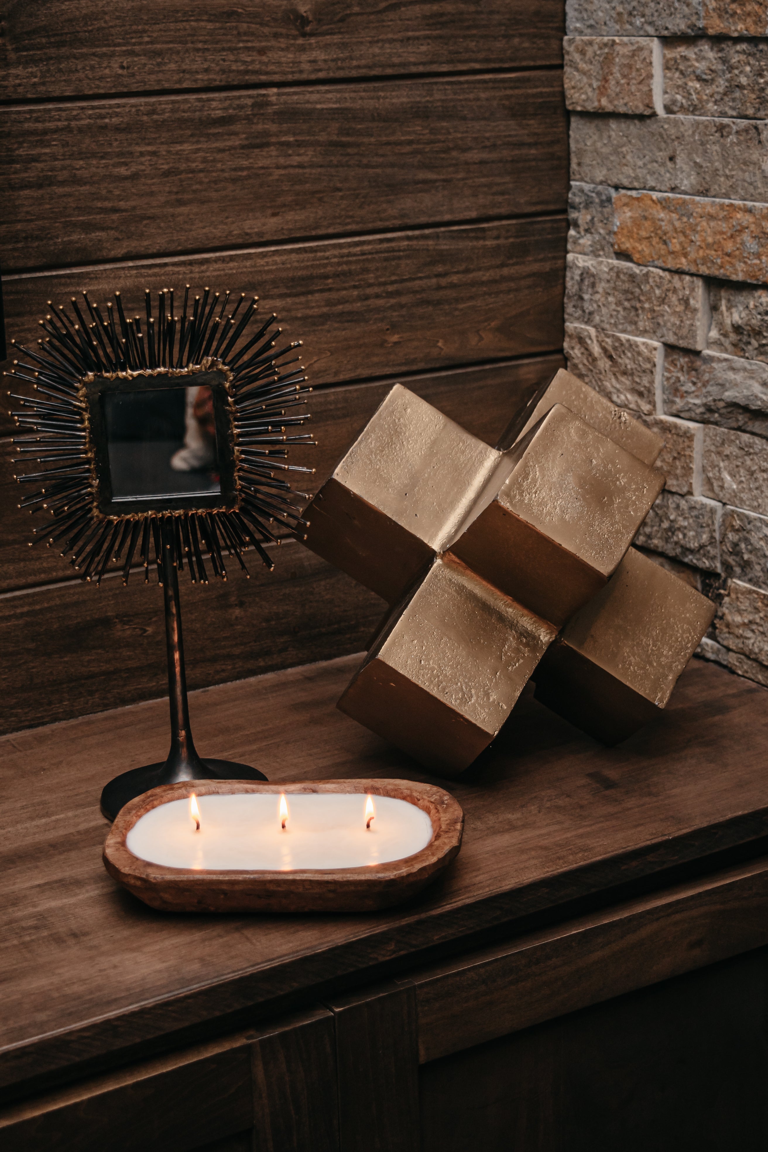 3-Wick Dough Bowl Natural Soy Candle - "Farmhouse" [TLC Candle Co.] *Made in USA*