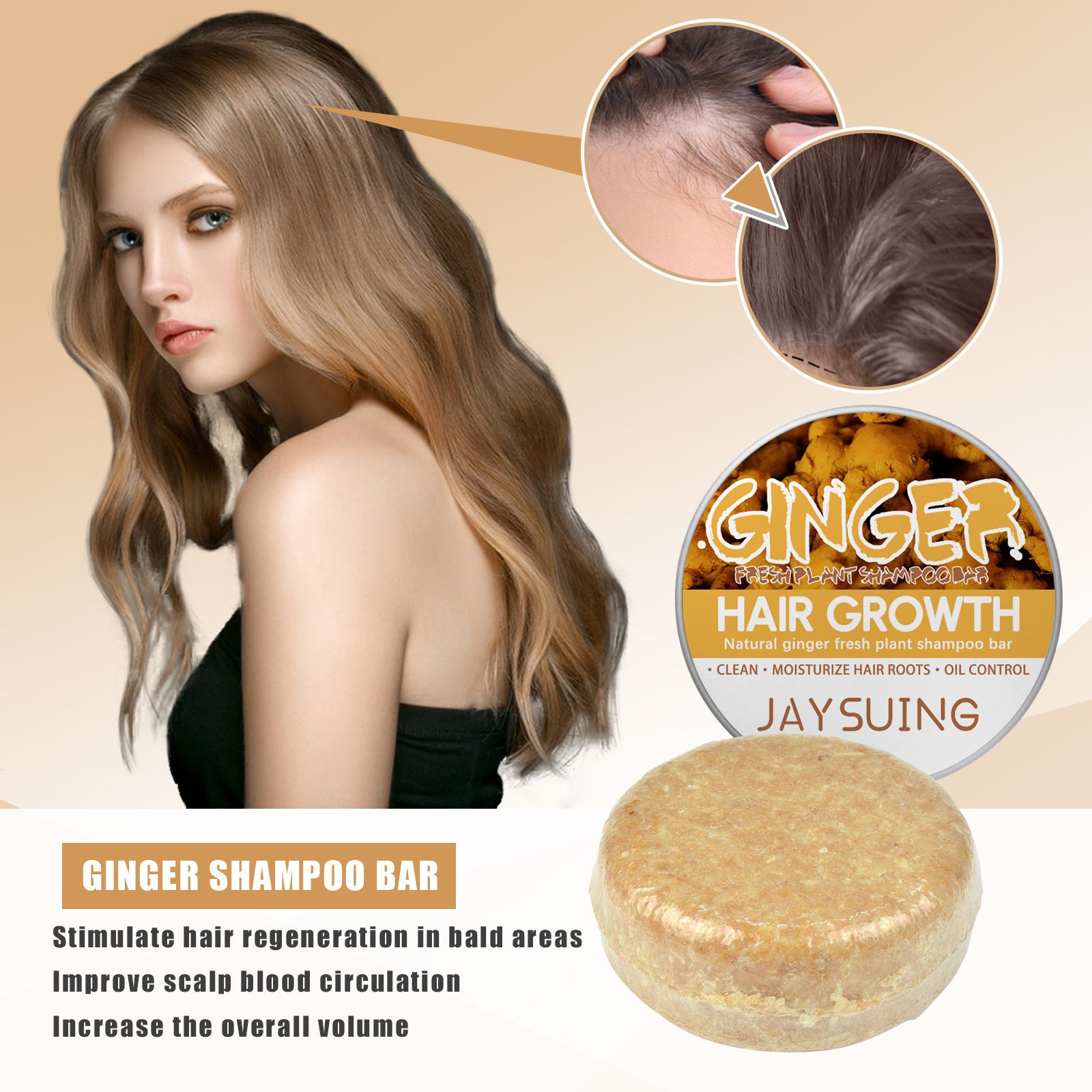 Ginger Shampoo Bar Anti-Loss Hair Care Moisturizing Scalp Shampoo Bar