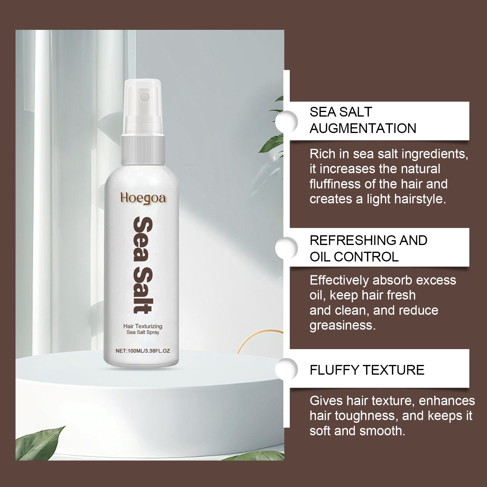 Hair Texturizing Sea Salt Collagen Spray, Natural Refreshing Oil Absorbing Leave-In Styling Hair Spray