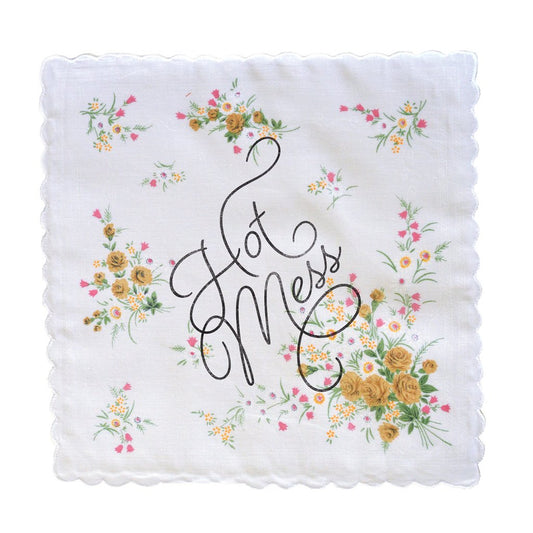 Hot Mess Retro Floral Print Cotton Handkerchief