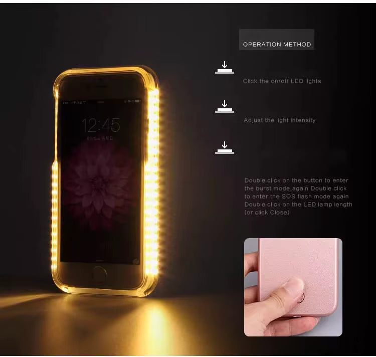 Light Up Selfie Flash Phone Case For iPhone XS MAX XR 11 Pro X XS 6 6s 7 8 Plus Anti-fall 3 Generations for iPhone