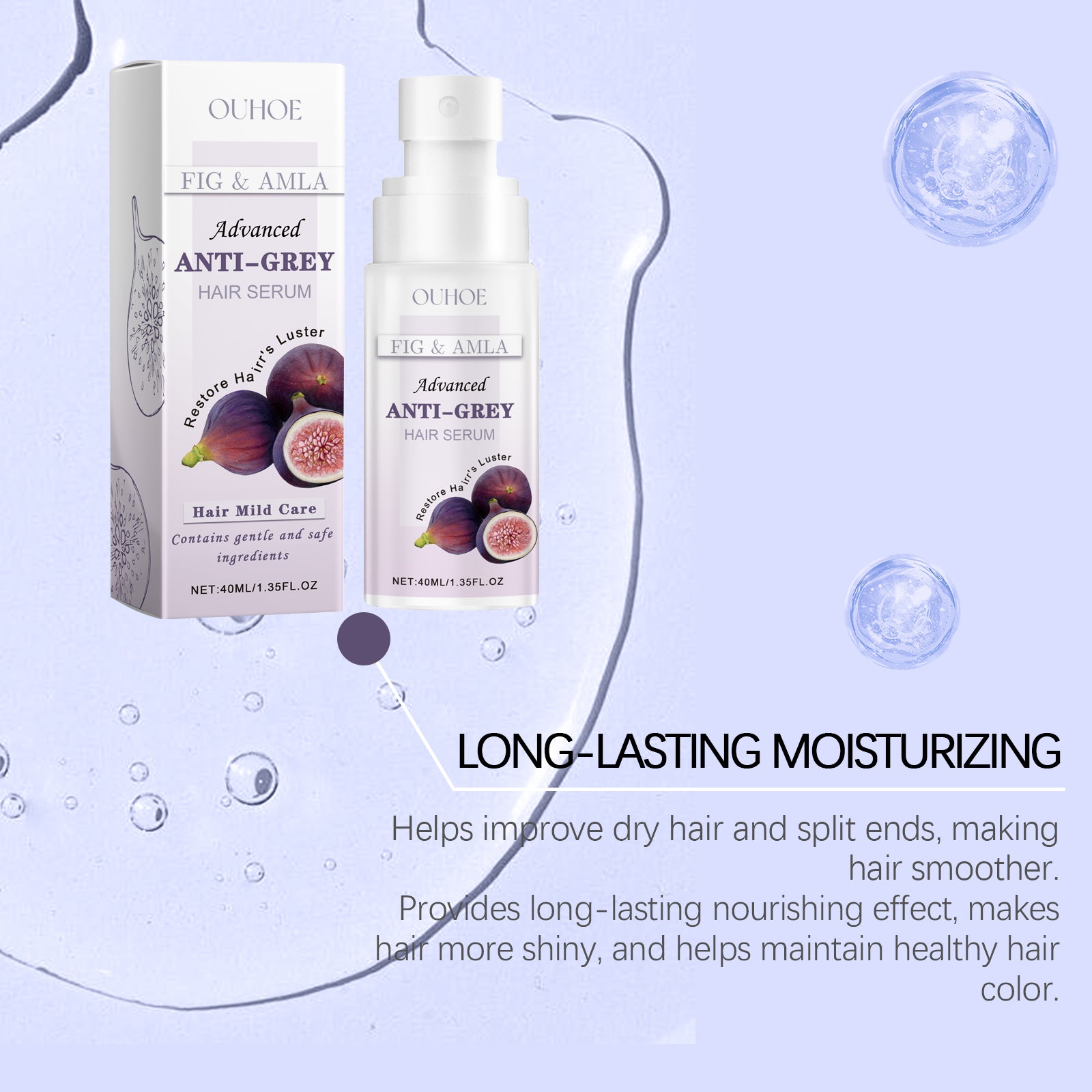 Anti-Grey Hair Color Natural Fig Extract Serum Gentle, Non-Irritating, Easy Color Change Moisturizing Soft And Smooth Hair