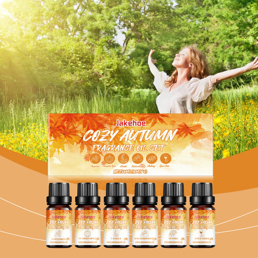 Fall Autumn Essential Oil Blend Set - Cinnamon, Sandalwood, Pumpkin, Vanilla, Apple