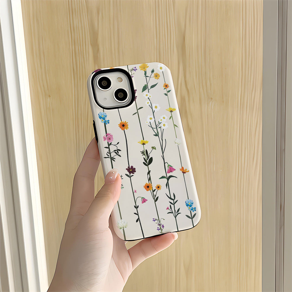 Floral Pretty Phone Case Apple 15 Double Layer Film Case 13pm Hard Case 14